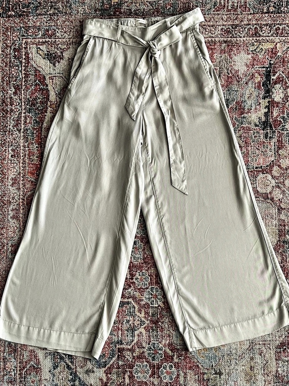 Joie Wide Leg Tie Waist Pants in Cream Size Small Like New